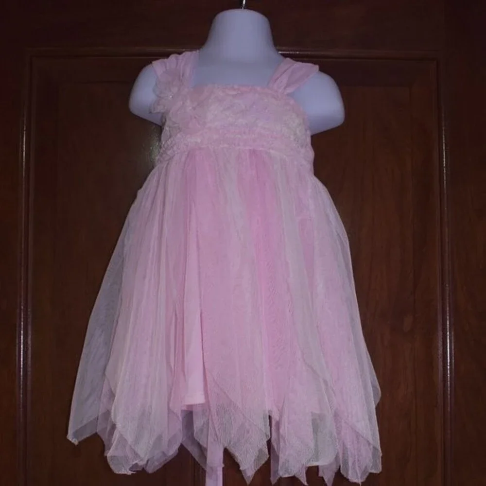 Girls Pink Sleeveless Party Dress Size 3T Chiffon